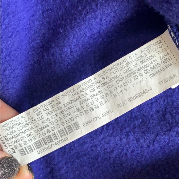 ZARA Retro Collared Oversized Sweatshirt Zebra 80’s Purple Sz L - Picture 7 of 8